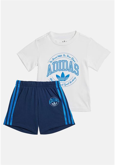 Baby outfit with shorts and t-shirt with blue and white logo ADIDAS ORIGINALS | IT7273.